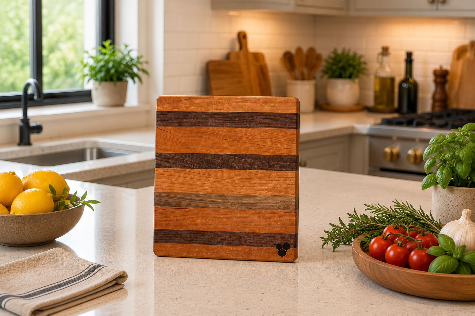 12"x12" Cherry and Walnut Cutting Board