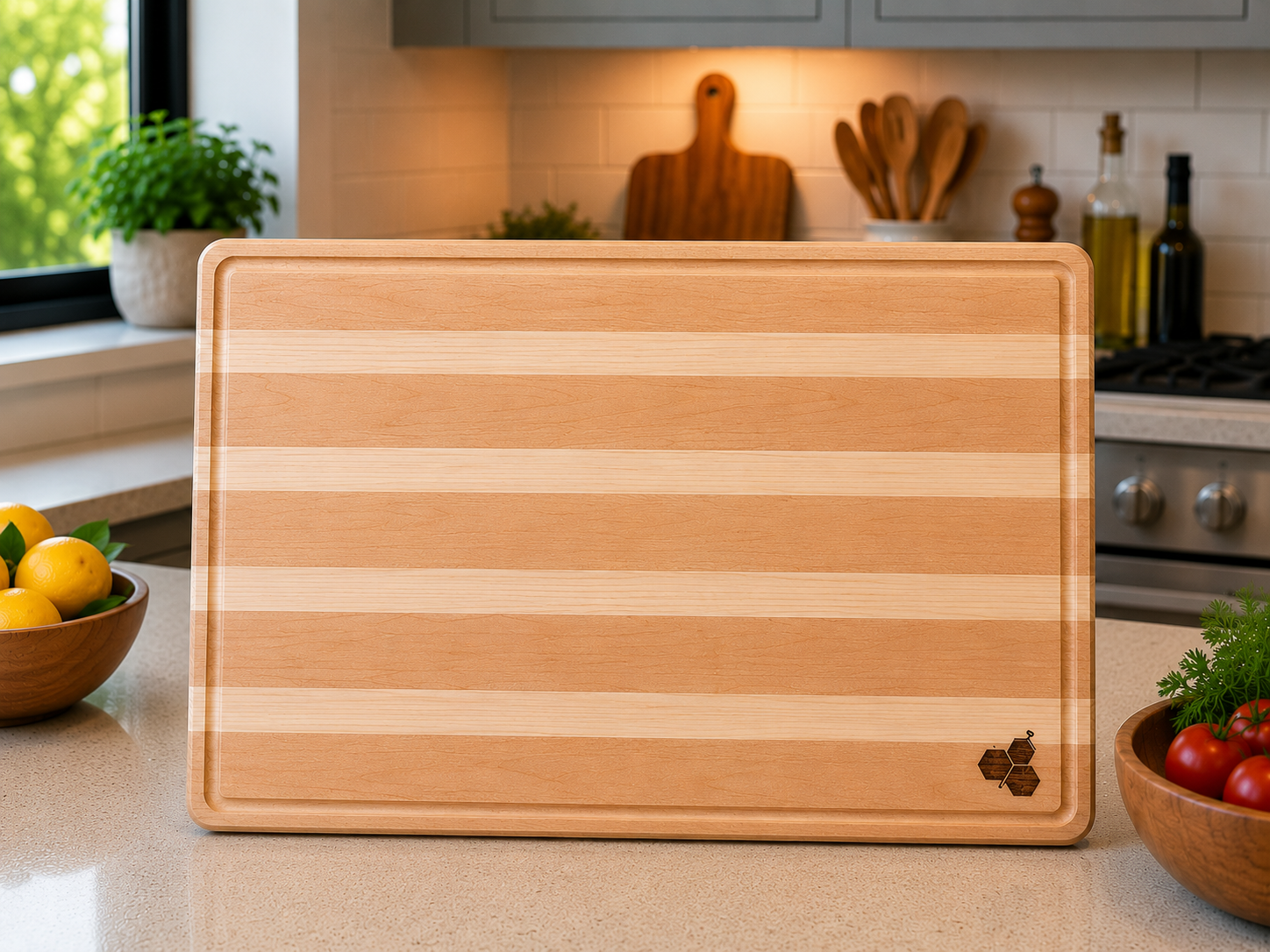 12"x24" Maple and Ash Cutting Board with Juice Groove