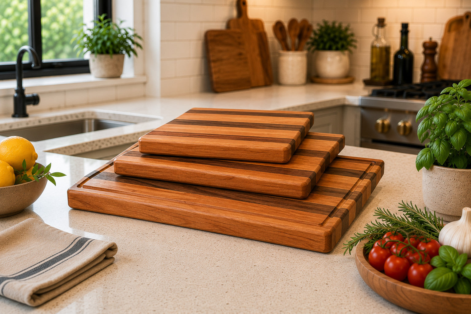 Luxury Cutting Board Set - Cherry and Walnut